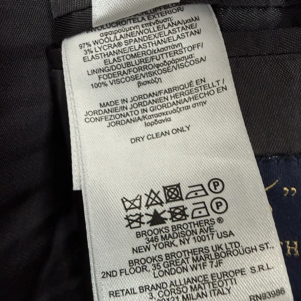 Brooks Brothers 346 Suit Mens 37R Gray Wool‎ Stretch 2 Pcs Jacket 36x29 Pants